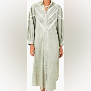 Pomander Place Tuckernuck Jolene Laurel Green Midi Dress Women's Size S Crochet